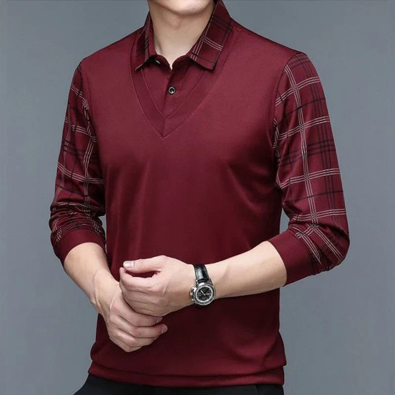 Herren Hemd mit langen Ärmeln und karierten Ärmeln | Casual Wear