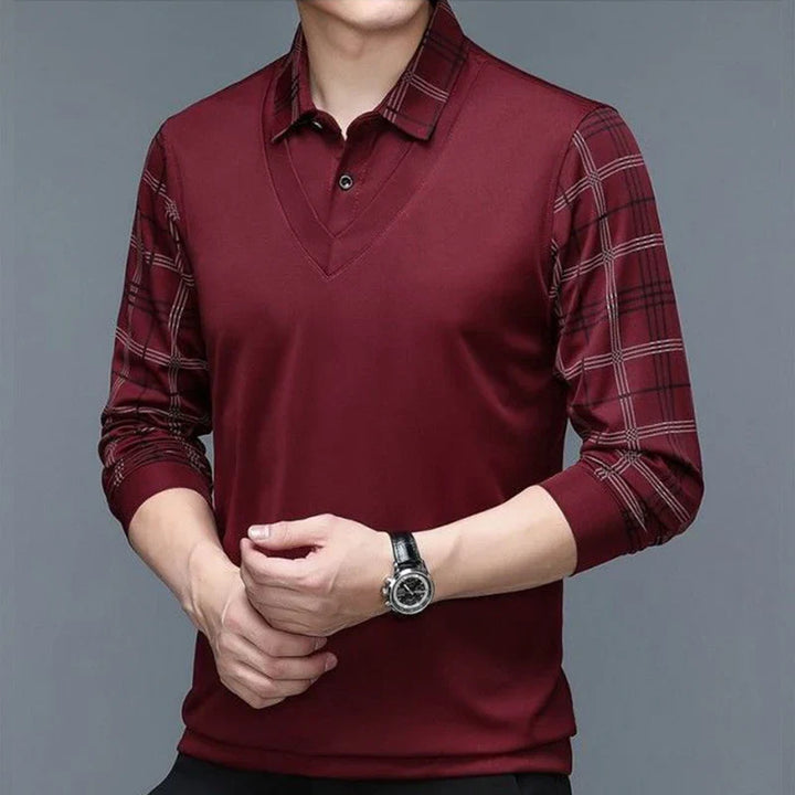 Herren Hemd mit langen Ärmeln und karierten Ärmeln | Casual Wear