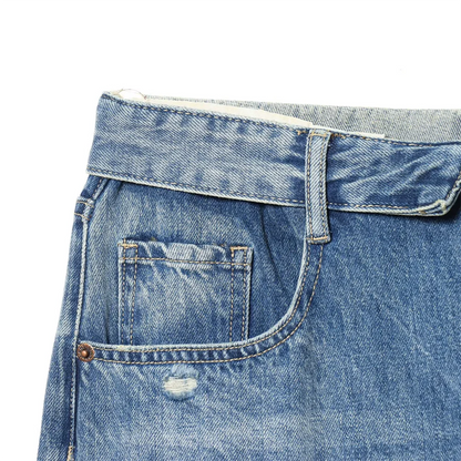 Damen Jeans mit Weitem Bein | High-Waist-Design und Destroyed-Details | Moderner Alltagslook