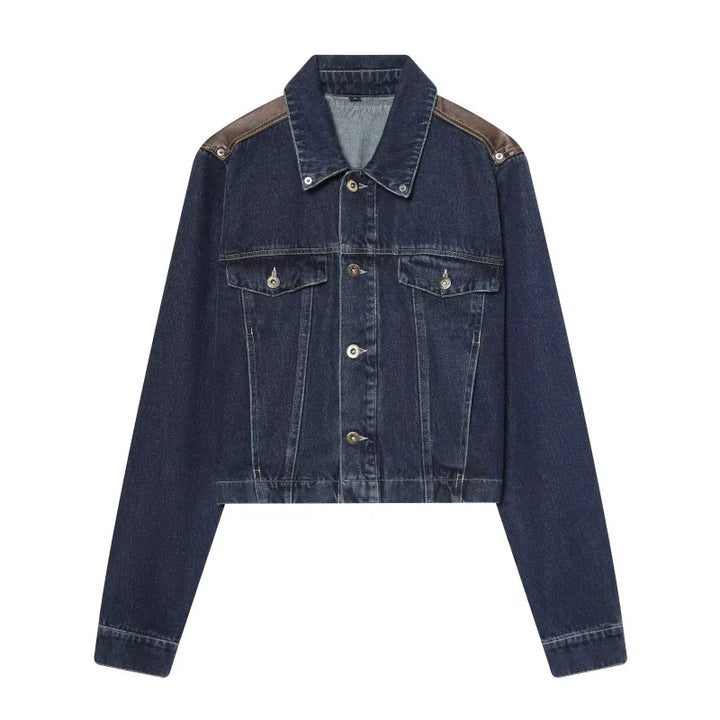 Damen Zweiteiler Set | Regular Fit Set | Cropped Jacke und Weite Jeans | Moderner Streetwear Stil