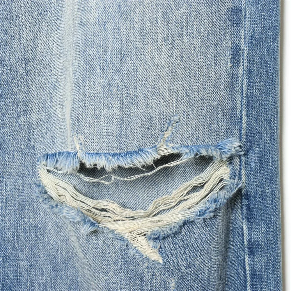 Damen Jeans mit Weitem Bein | High-Waist-Design und Destroyed-Details | Moderner Alltagslook