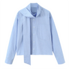Camicia Donna Manica Lunga Colletto Bottoni Laccio Sciarpa Scollo Tasca Camicia | Per Tutti i Giorni