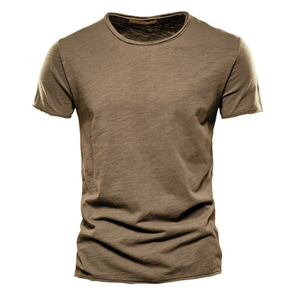 T-shirt da uomo aderente con scollo rotondo, manica corta, colore uniforme | Quotidiano