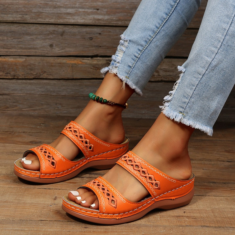 Damen Flache Riemensandalen | Mehrlagige Riemen