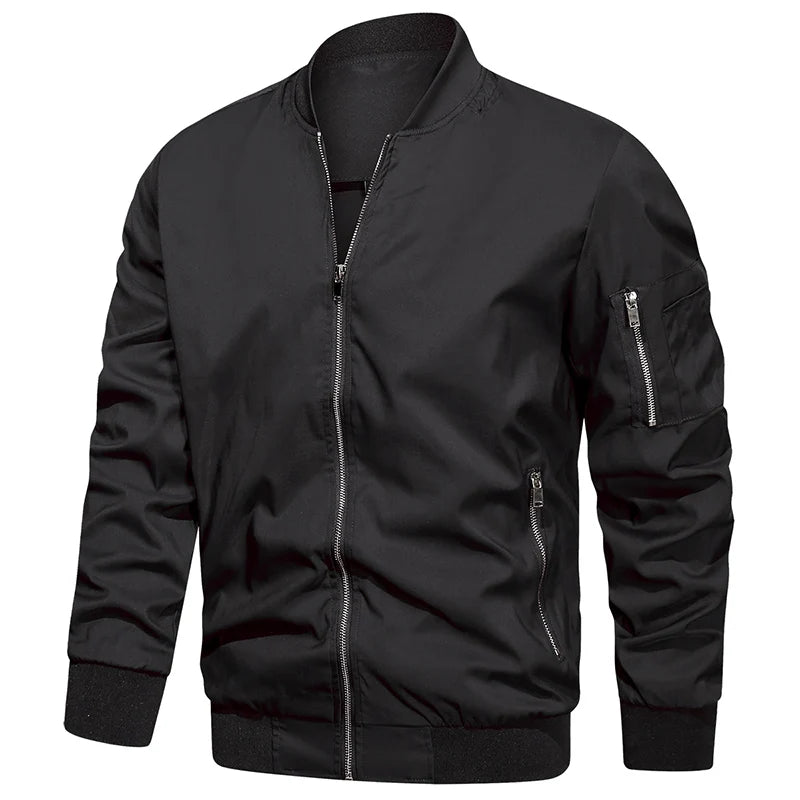 Veste bomber homme col montant zippée manches longues | Streetwear