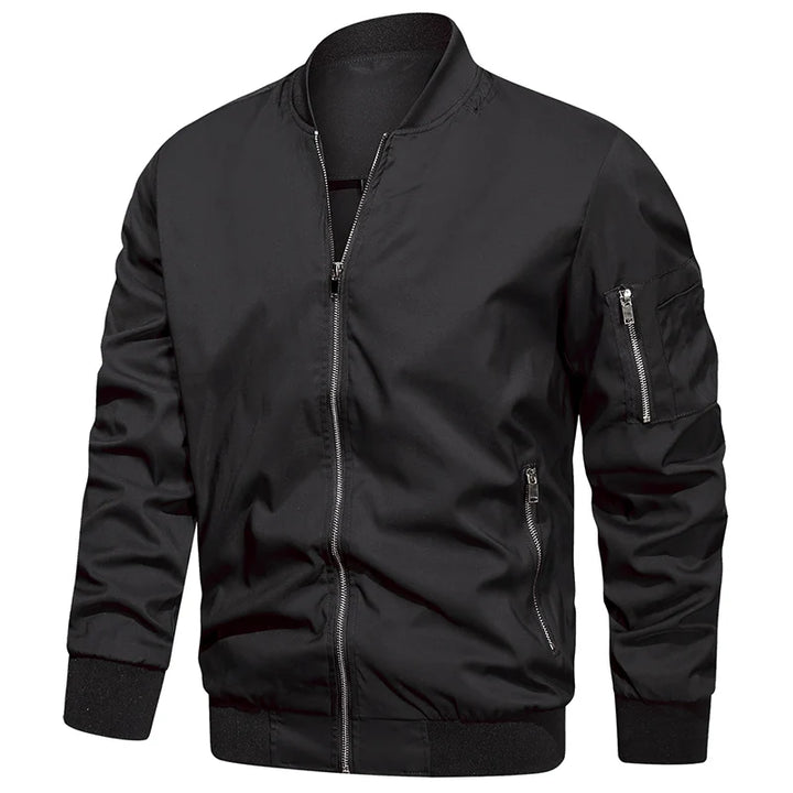 Veste bomber homme col montant zippée manches longues | Streetwear