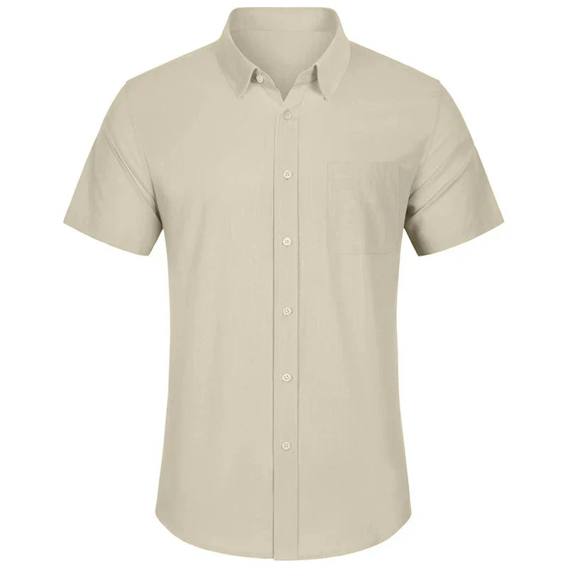 Camicia Uomo Manica Corta Colletto Bottoni Sul Davanti Camicia Unita | Per Tutti I Giorni