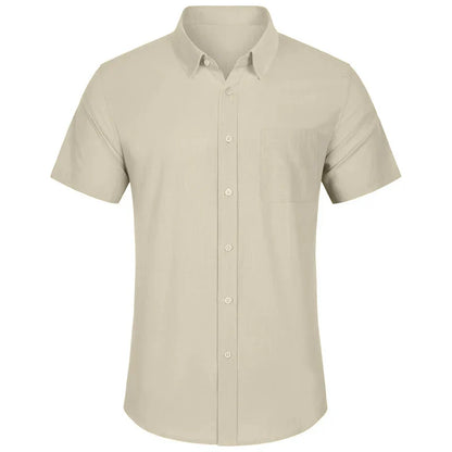 Camicia Uomo Manica Corta Colletto Bottoni Sul Davanti Camicia Unita | Per Tutti I Giorni