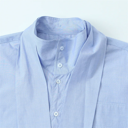 Camicia Donna Manica Lunga Colletto Bottoni Laccio Sciarpa Scollo Tasca Camicia | Per Tutti i Giorni