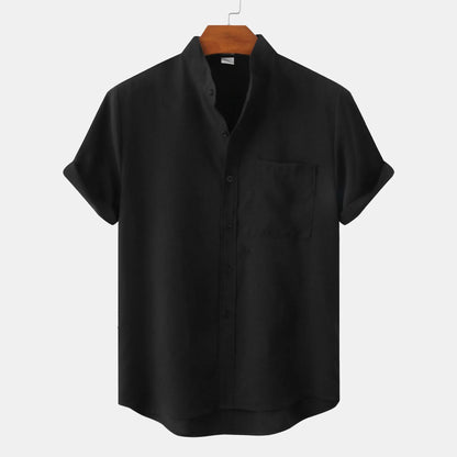 Pánská košile s krátkým rukávem a stojáčkem | Styl smart casual