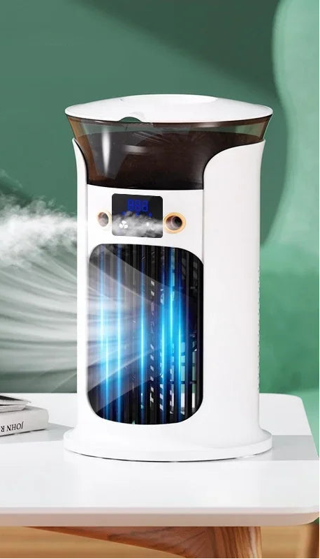 Mini USB Tischventilator mit Sprühnebel und Licht