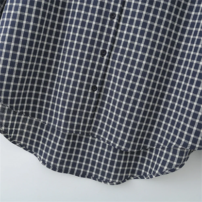 Camicia Donna Manica Lunga Quadri Cintura Vita Incrociata Davanti Bottoni Camicia | Quadri