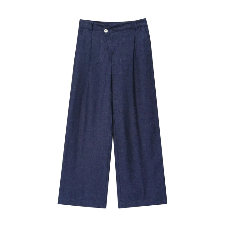 Damen Hosen Set | Zweiteiliges Outfit mit Knopfweste | Weites Bein | Eleganter Freizeitlook