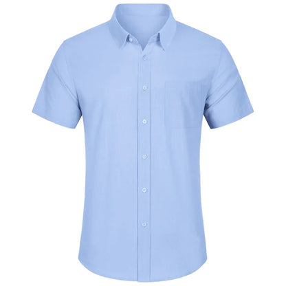 Camicia Uomo Manica Corta Colletto Bottoni Sul Davanti Camicia Unita | Per Tutti I Giorni