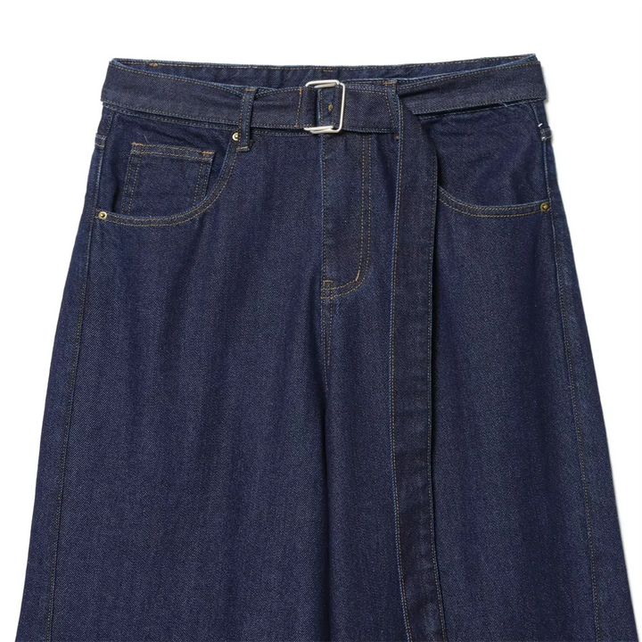 Damen High Waist Hose mit Gürtel und weitem Bein | Gerade Passform