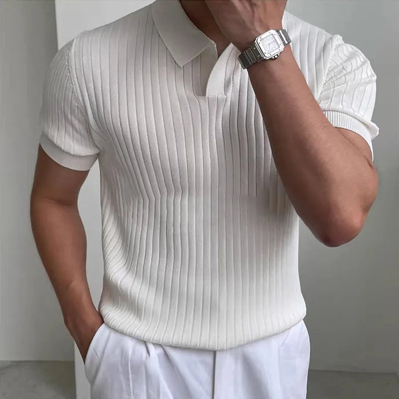 Herren Kurzarm Polo Shirt mit Kragen Strukturmuster | Strukturiert