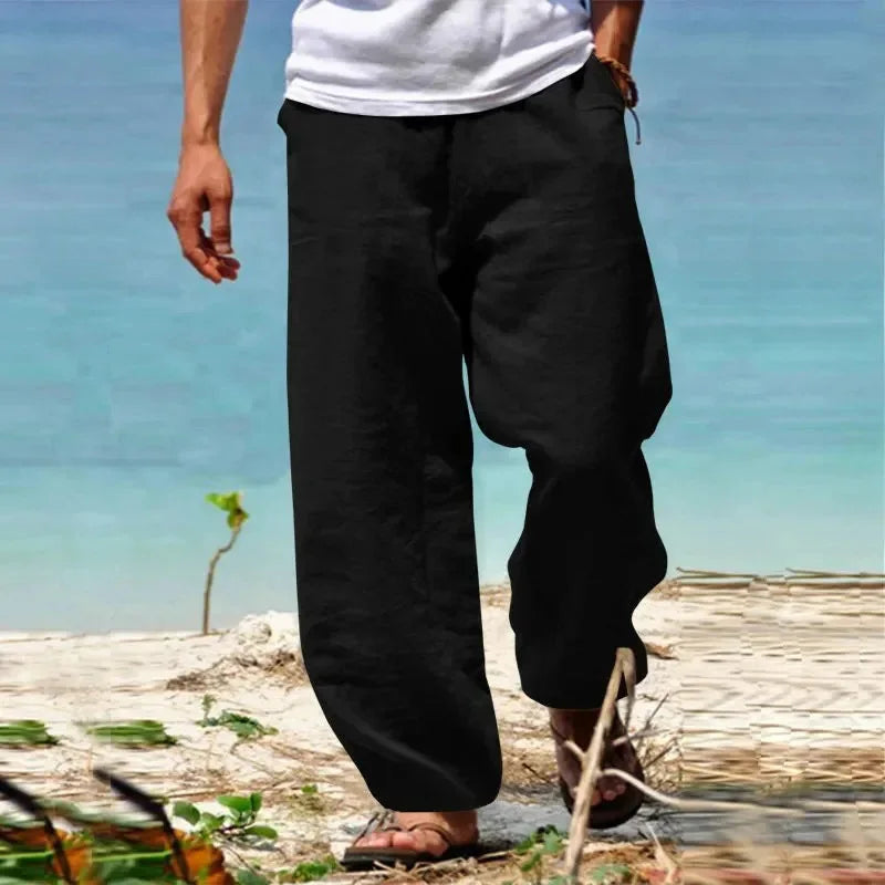 Herren Freizeit Hose Mit Weitem Bein Und Kordelzug | Seiten Taschen