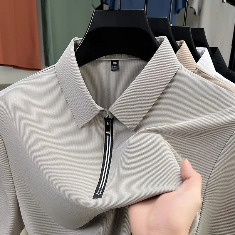 Herren Kurzarm Polo Shirt mit Half Zip | Freizeit
