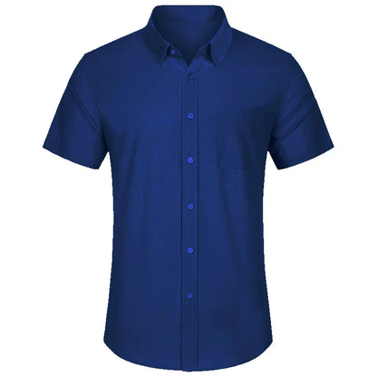Camicia Uomo Manica Corta Colletto Bottoni Sul Davanti Camicia Unita | Per Tutti I Giorni