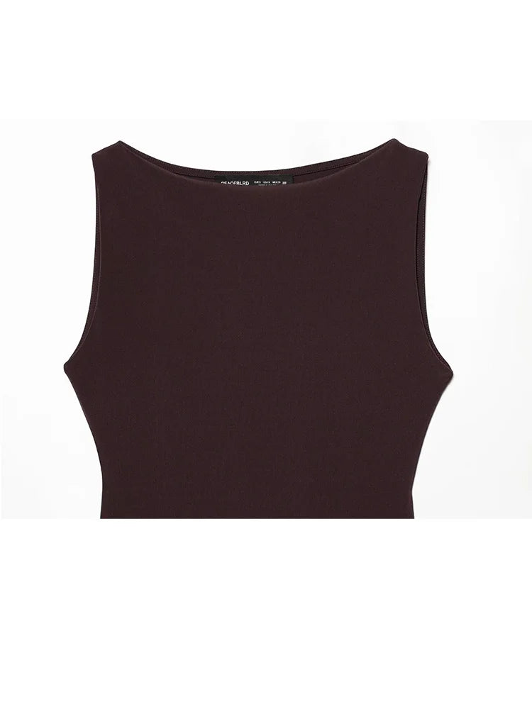 Abito donna senza maniche con scollo rotondo e vita bassa | Maxi