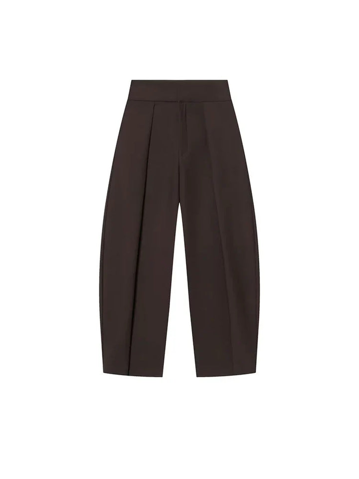 Damen High Waist Hose mit Bundfalten vorne und weitem Bein | Taillierte Passform