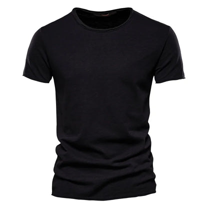 T-shirt da uomo aderente con scollo rotondo, manica corta, colore uniforme | Quotidiano