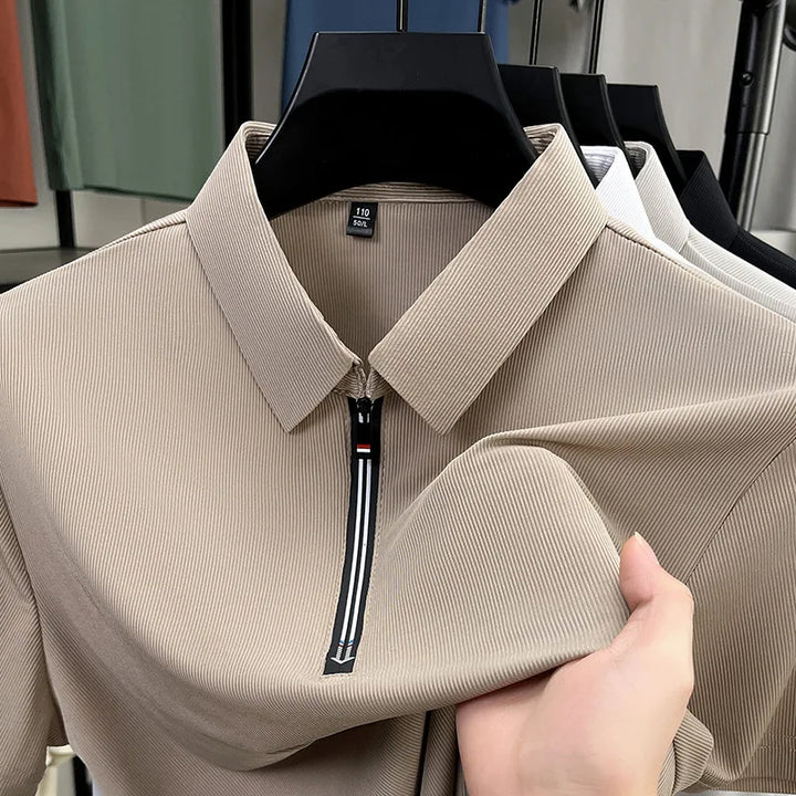 Herren Kurzarm Polo Shirt mit Half Zip | Freizeit