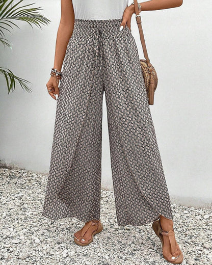 Sapphira | Damen-Palazzo-Hose mit Hoher Taille und Geometrischem Print | Weites Bein 0