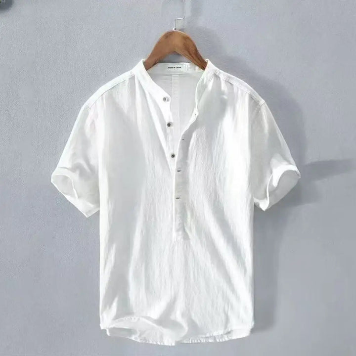 Herren Casual Hemd Mit Stehkragen Knopfleiste Kurzarm | Kurzarm