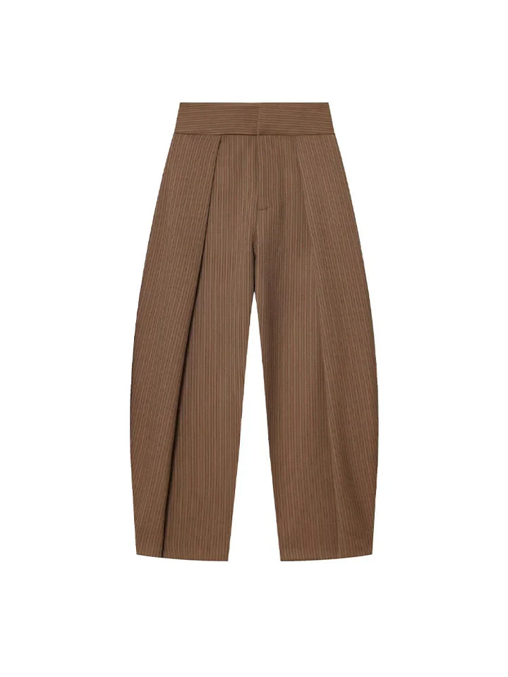 Damen High Waist Hose mit Bundfalten vorne und weitem Bein | Taillierte Passform