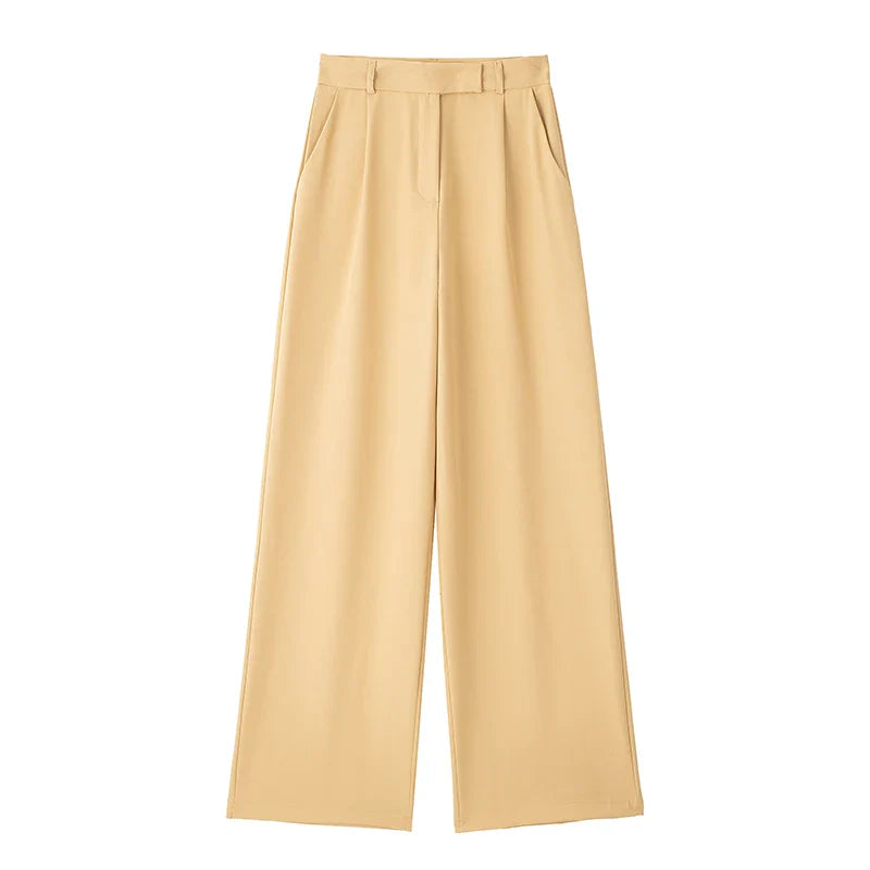 Damen High Waist Weite Hose Mit Falten Vorne | Volle Länge
