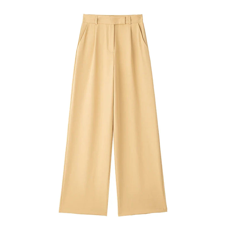 Damen High Waist Weite Hose Mit Falten Vorne | Volle Länge
