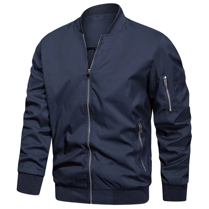 Veste bomber homme col montant zippée manches longues | Streetwear