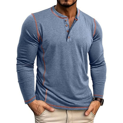 Maglietta Henley da Uomo a Manica Lunga | Maglietta Casual con Bottoni