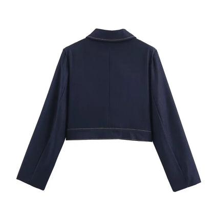 Dámská sada kalhot | Dvoudílný outfit s knoflíkovým sakem | Strukturovaná silueta | Elegantní volnočasový vzhled
