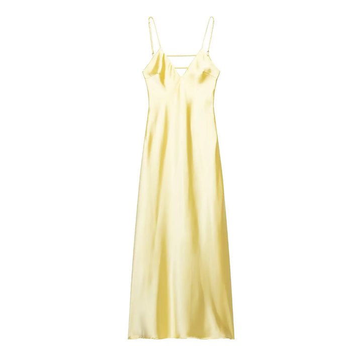 Damen Kleid Ärmellos V-Ausschnitt Rückenfrei Abendkleid | Maxi