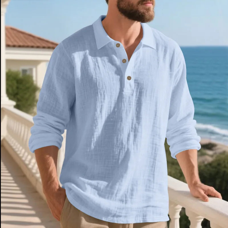 Herren Langarm Henley Shirt | Casual Strand Top