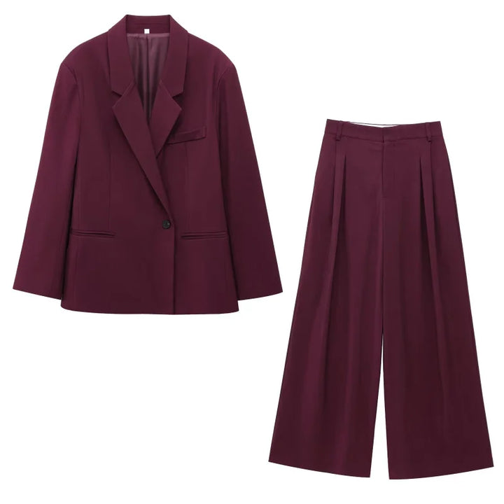 Damen Business Set | Zweiteiliges Outfit mit Oversized Blazer | Weite Silhouette | Moderner Bürolook
