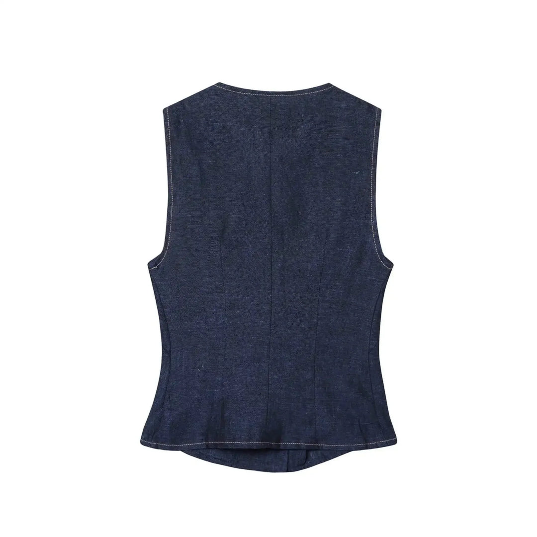 Damen Zweiteiler Set | Regular Fit Set | Ärmellose Weste und Weite Hose | Moderner Smart Casual Stil
