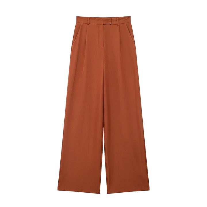 Damen High Waist Weite Hose Mit Falten Vorne | Volle Länge