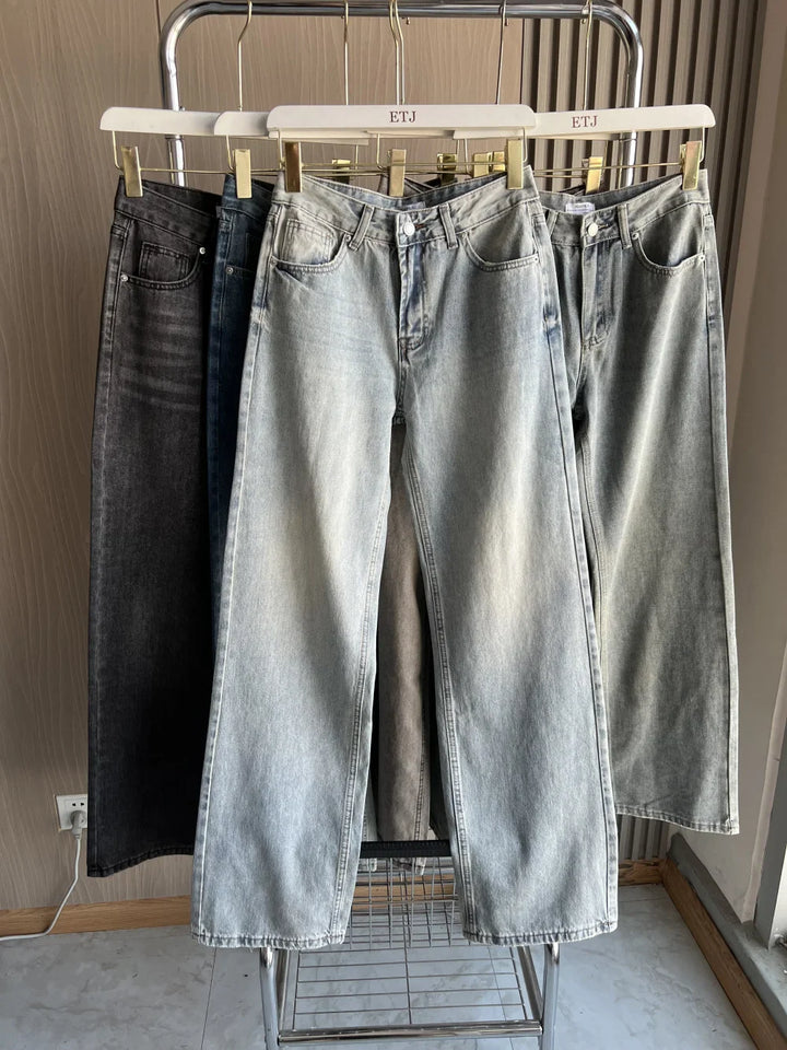 Damen High Waist Freizeithose mit weitem Bein | Gerade Passform