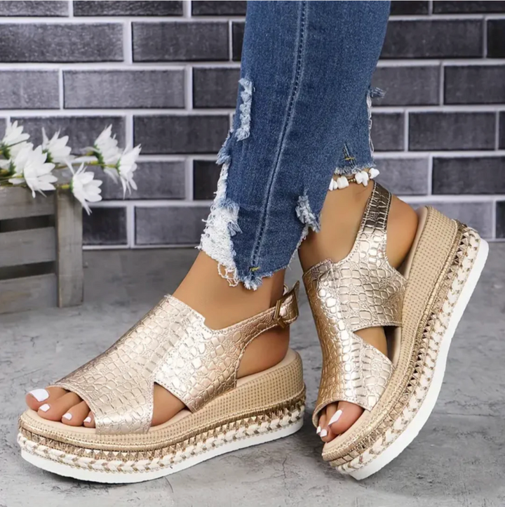 Damen Sandalen mit Dicker Sohle | Überkreuzte Riemen
