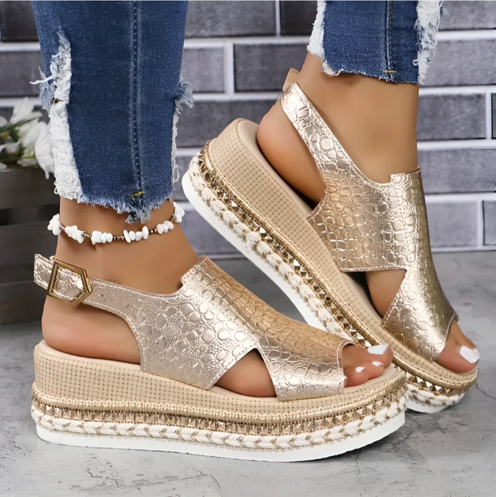 Damen Sandalen mit Dicker Sohle | Überkreuzte Riemen