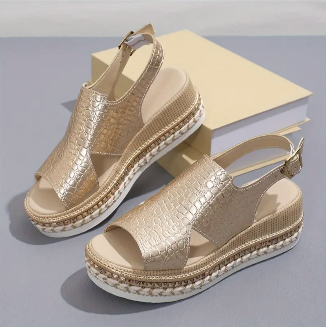 Damen Sandalen mit Dicker Sohle | Überkreuzte Riemen