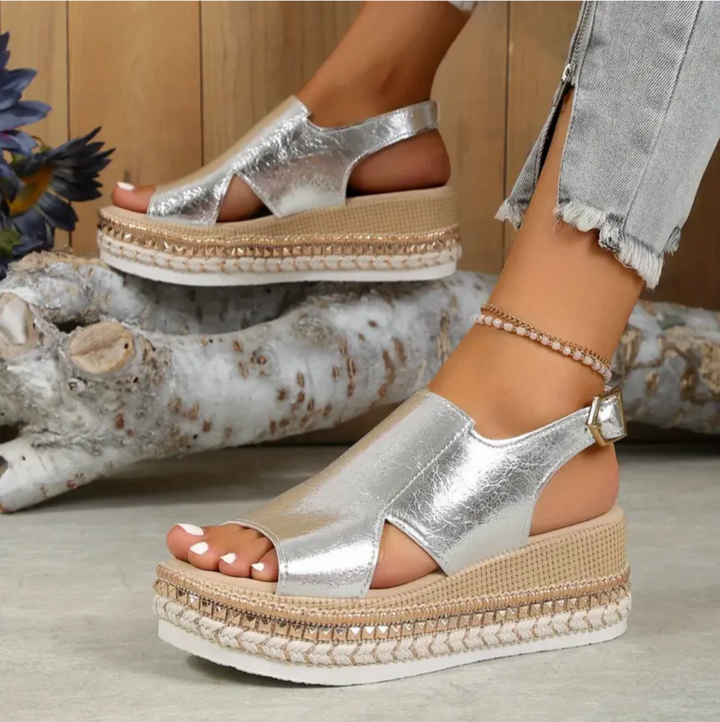 Damen Sandalen mit Dicker Sohle | Überkreuzte Riemen