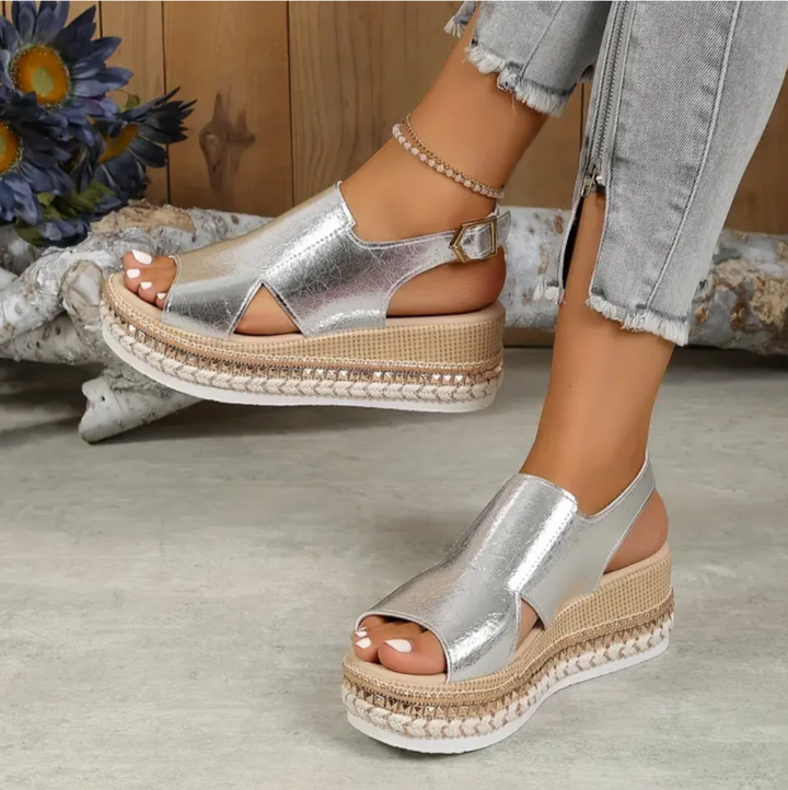 Damen Sandalen mit Dicker Sohle | Überkreuzte Riemen