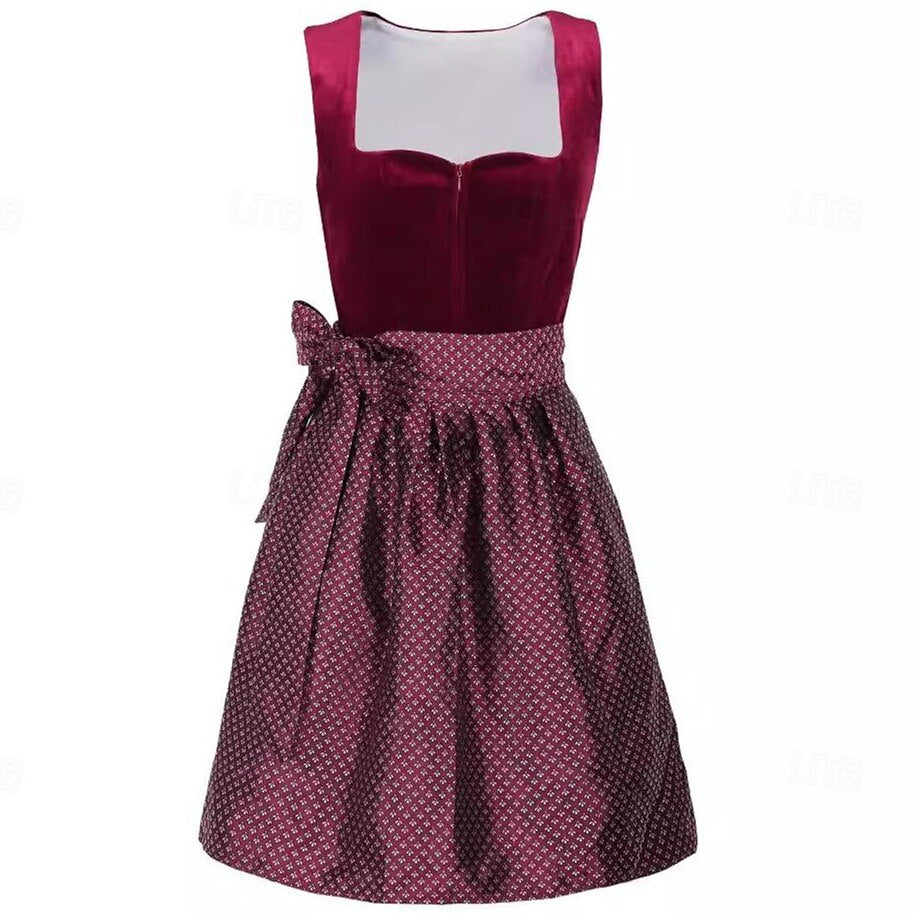 Schwarzes Trachtenkleid mit Blumenstickerei – Vintage Dirndl mit Schürze fürs Oktoberfest
