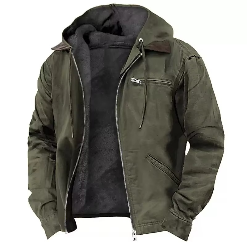 Schwere Arbeitsjacke mit Kapuze für Herren – warm, strapazierfähig und mit entspannter Passform für Herbst und Winter 5