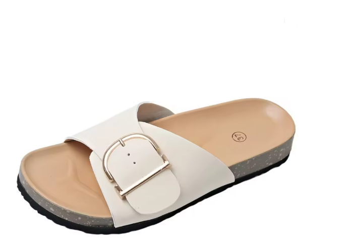 Damen Sandalen Schnallenriemen Offene Zehen Flache Pantoletten | Schnalle