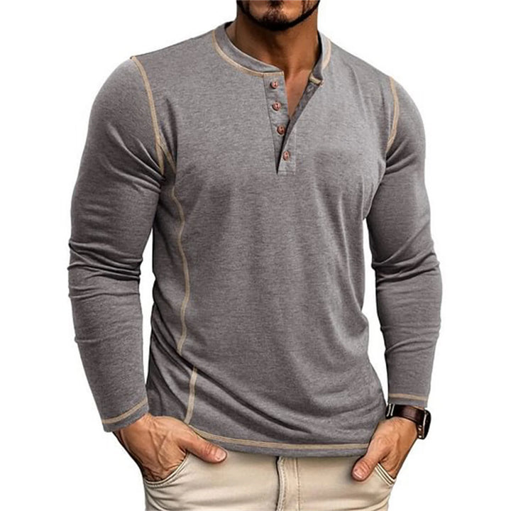 Herren Langarm Henley Shirt | Casual Top Mit Knopfausschnitt